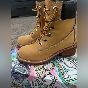 Jeffrey Campbell Tan/Honey Lace-Up Combat Boots